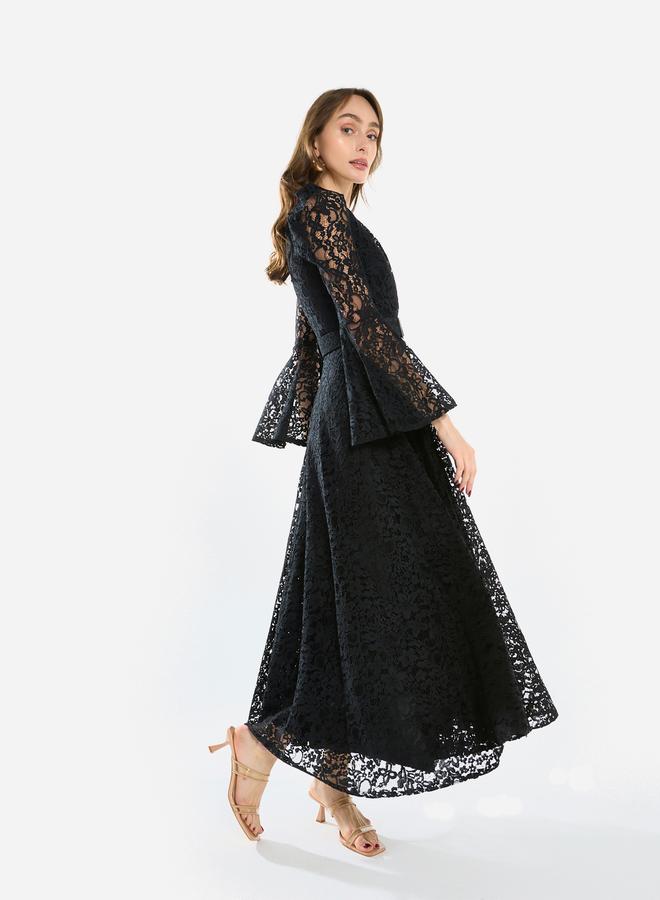 House of Moda Women Lace Flare Sleeve Midi Dress - Image 3